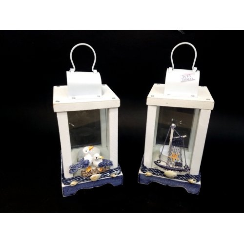 Wholesale Seagull And Fishnet Patterned Wooden Oil Lamp Candle Holder Large Size