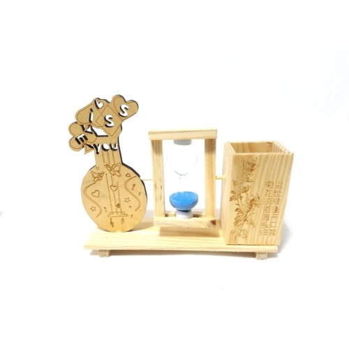Wholesale Musical Instrument Themed Wooden Hourglass Pen Holder