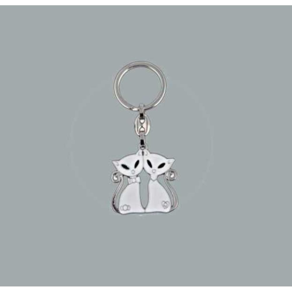 Wholesale Wedding Candy Material Double Cat Metal Keychain