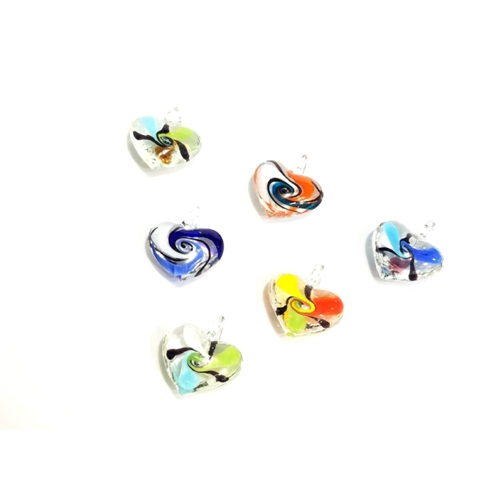 Wholesale Colorful Heart Shaped Glass Pendant