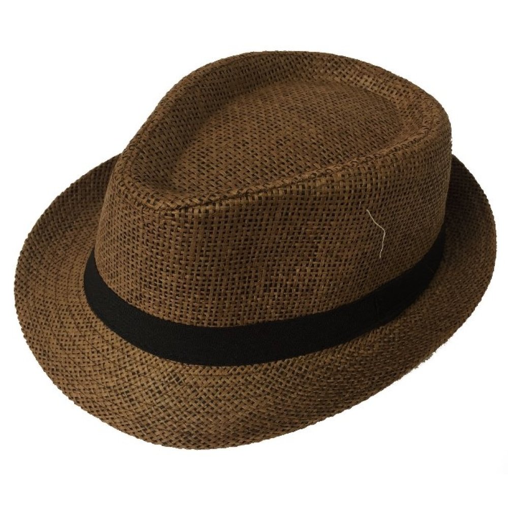 Wholesale Black Belted Summer Straw Men's Fedora Hat
