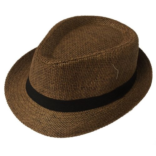 Wholesale Black Belted Summer Straw Men's Fedora Hat