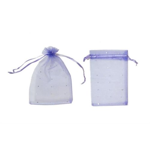 Wholesale Stone Organza Tulle Purple Lilac Cookie and Henna Bags 12x17 cm 50 pcs
