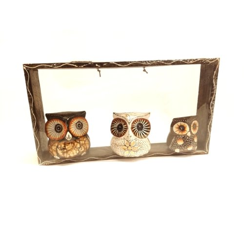 Wholesale Triple Wooden Owl Wall Ornament