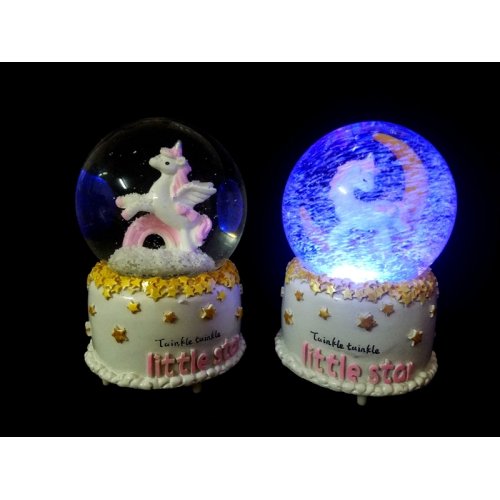 Wholesale Unicorn Themed Luminous Musical Spray Snow Globe
