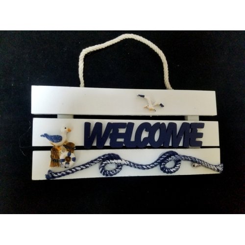 Wholesale Sailboat and Seagull Figured Shell Detail Welcome Wall Decoration