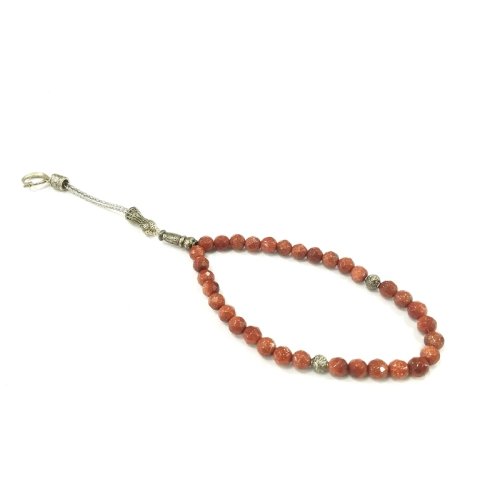 Orange Agate Stone Sphere Cut Rosary